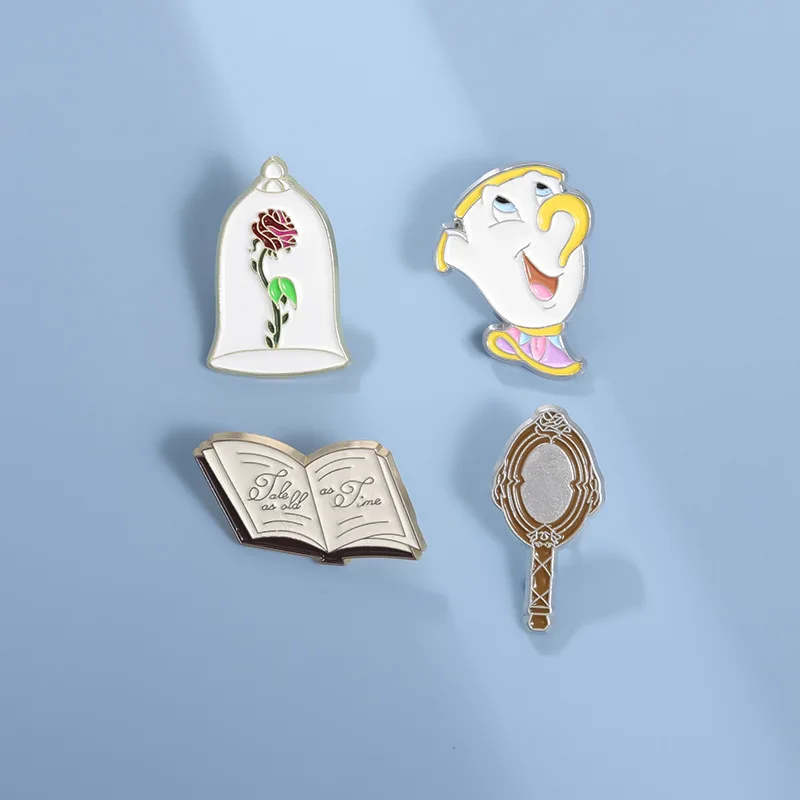 Teacup books Rose Creative Styling Brooch Cute Fairy Tale style Badge Metal Collar Pin Medal accessories