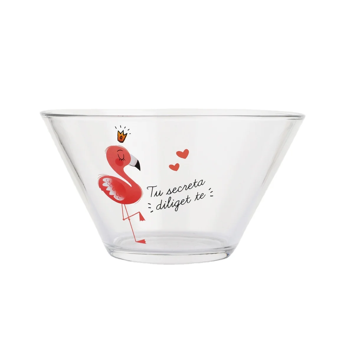 700ml Round Glass Salad Bowl with Flamingo pattern Serving Bowls Glass Bowls for salad & milkshake