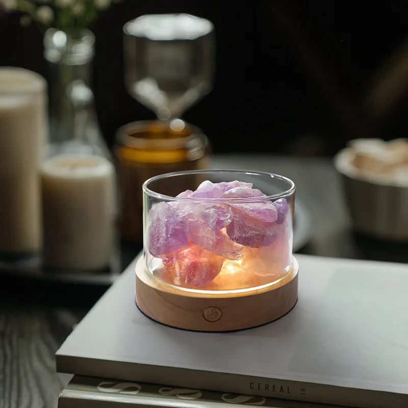 Aromatherapy Crystal Diffuser Stone Indoor Fragrance Crystal Stone Glass Cup Ornaments with Lamp Base Home Decoration