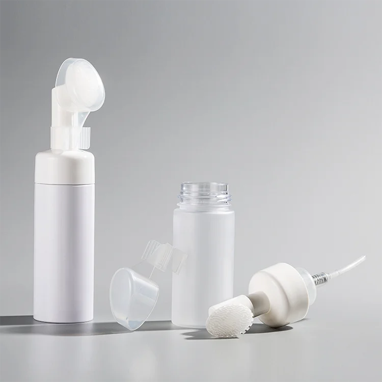 PCR 3oz 4oz 5 oz 6 7 8oz Wholesale Foaming cleanser Bottle with Face Cleaning Silicone facial foam Brush