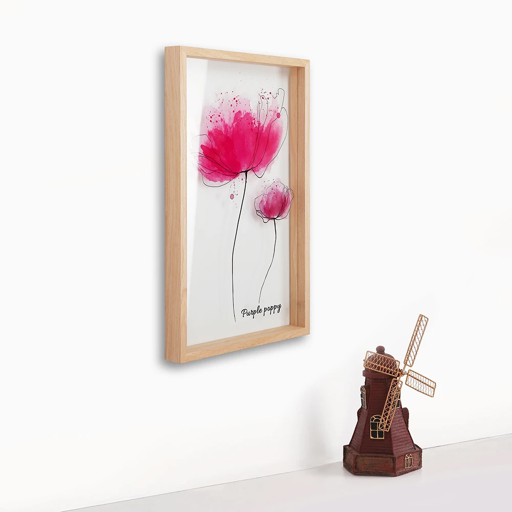 Картины с цветочным рисунком в рамке, с УФ-печатью на стекле