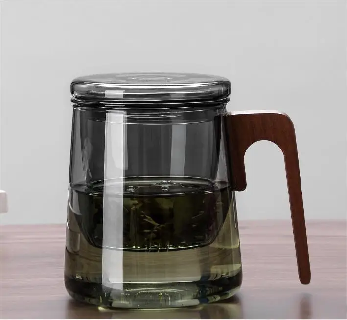 2022 Manufacturers wholesale Japanese-style heat-resistant wood separates office cups and tea and walnut filters to make tea mug