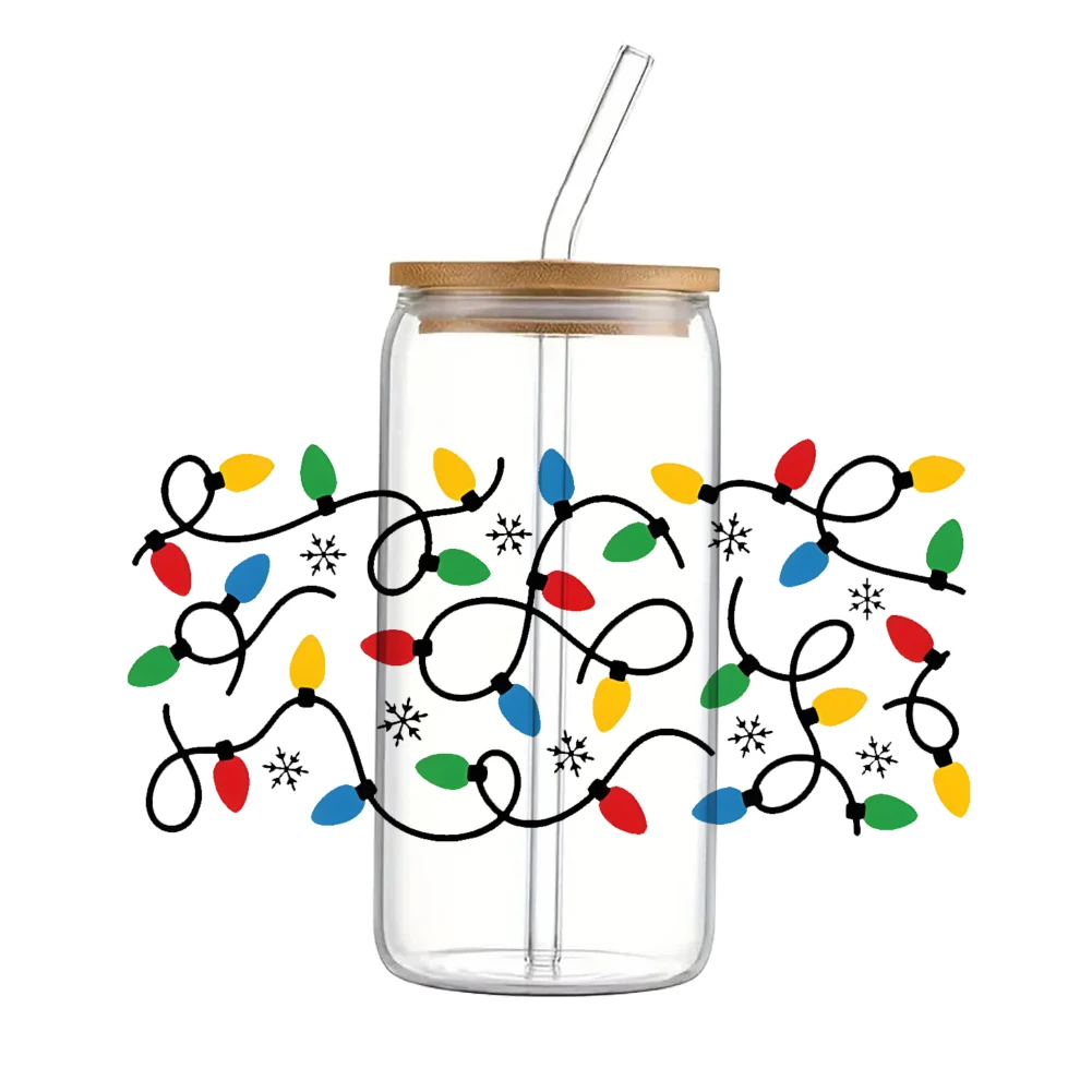 Christmas pattern Printed UV DTF Transfers Stickers 16oz Cup Wraps custom wraps and decals For DIY Glass Ceramic Cup sticker