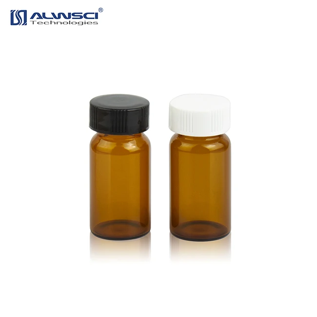Alwsci 20 мл флакон из янтарного стекла закрытый черный PP крышка 27,5x57мм