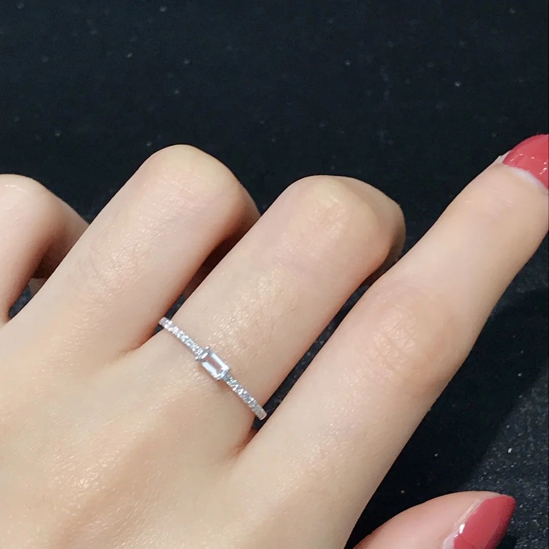 Xinfly Anti Tarnish 0.26ct White Sapphire 18k Real Gold Engagement Wedding Diamonds Gemstone Fashion Jewelry Finger Rings