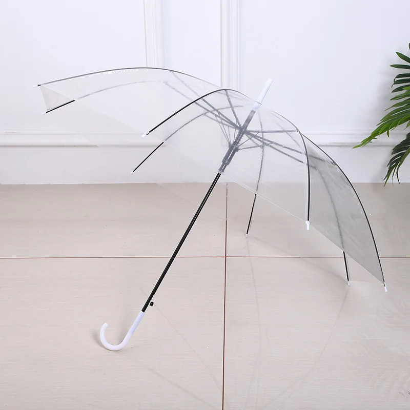 Creative Small Colorful Straight Transparent Automatic Umbrella Long Handle Personalized Logo Advertising Gift Raincoat