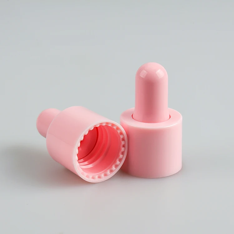 18/415 smooth closure pink yellow blue green dropper cap with pipette and rubber bulb