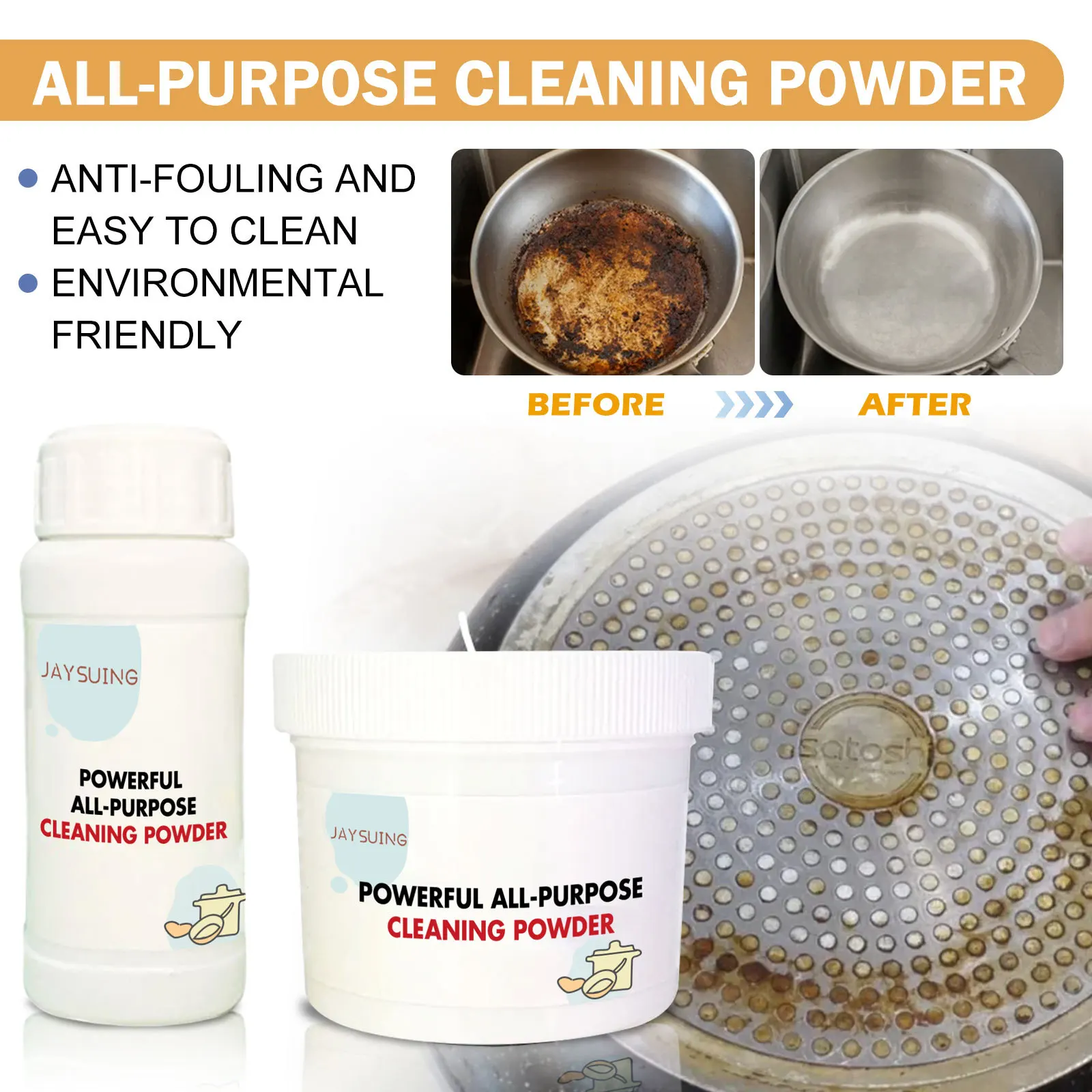 Jaysuing Multi-functional cleaning powder kitchen heavy oil cleaning clean kitchen utensils Rust removal Stove range hood