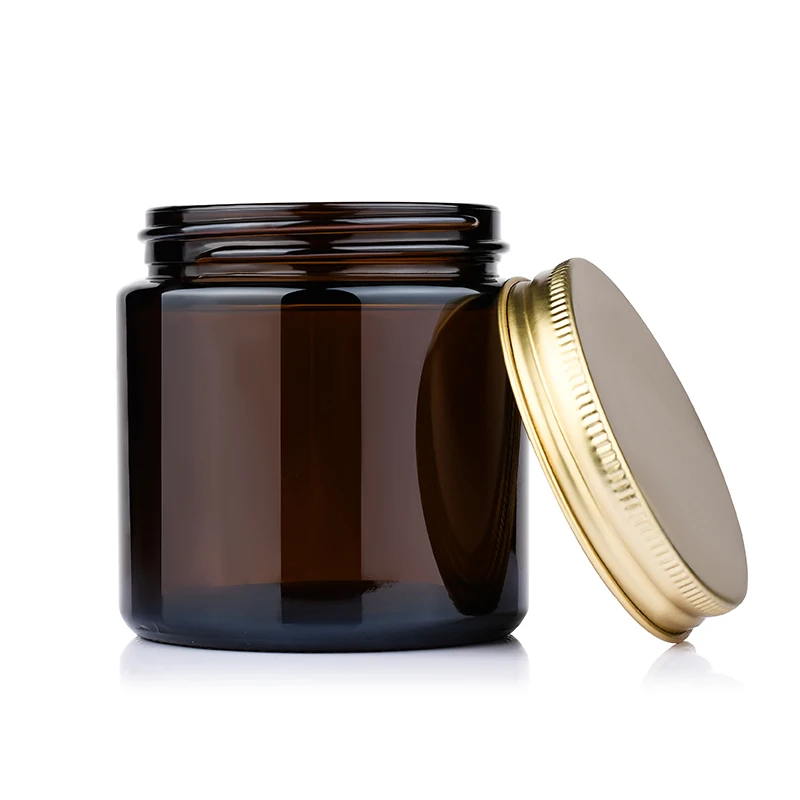 Custom Logo OEM 2oz 4oz 6oz 8oz Mini Brown Amber Round Candle Jar Empty Clear Amber Glass Jars For Candle