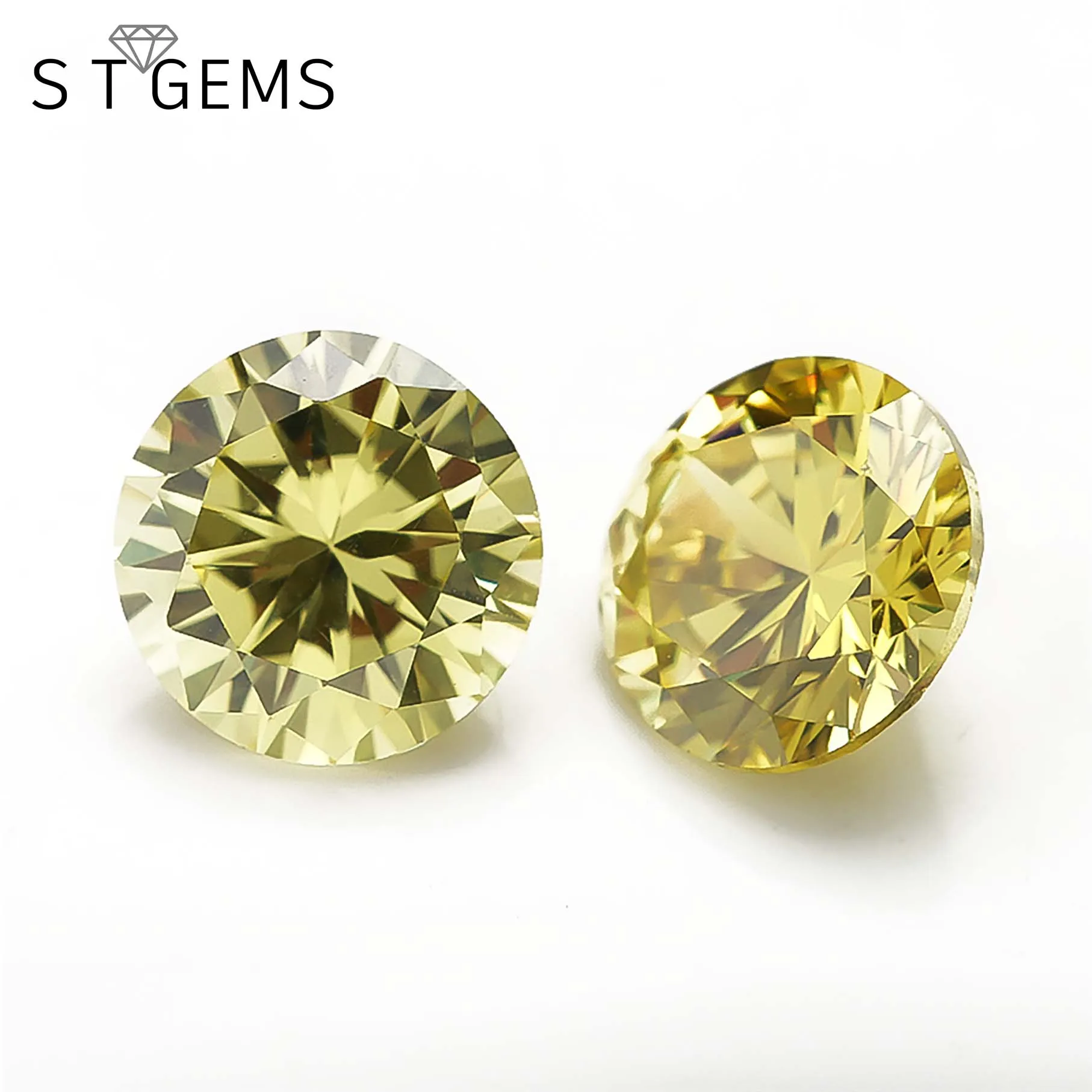 Ready to Ship Luxury 1-5mm 1000 Pcs Olive Cubic Zirconia Round Brilliant Cut CZ Stone For Sale