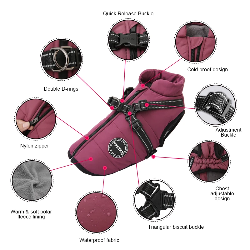 Top Quality Dog  Winter Coats Wholesale Price Pet Clothes Made In Cotton Polyester Dog Coat Customized Dog Jacket