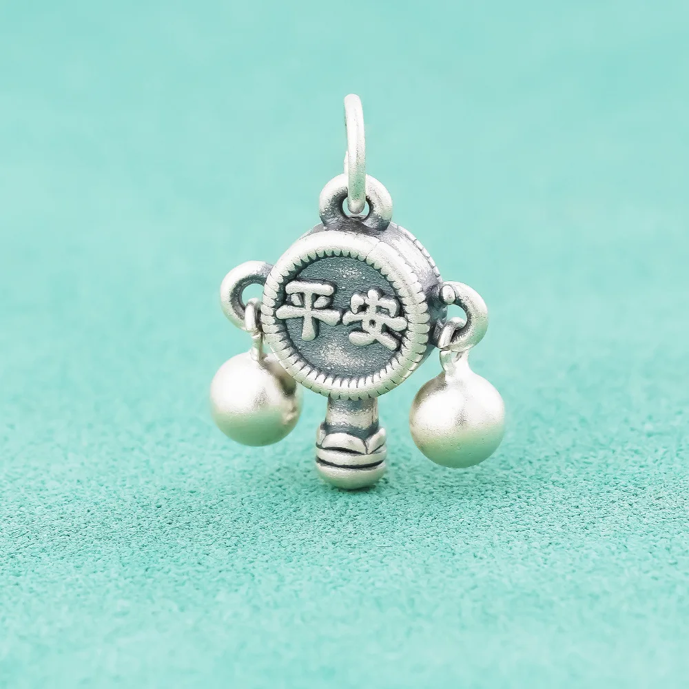 New Retro Chinese Retro S925 Silver Pendant DIY Baby Red Rope Bracelet with Safe Health Rattle Foot Pendant