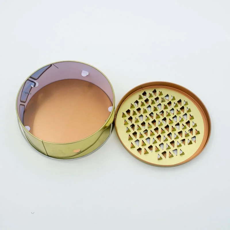 Novelty Custom Logo Round Tinplate Box Outdoors Mosquito Coil Metal Holder