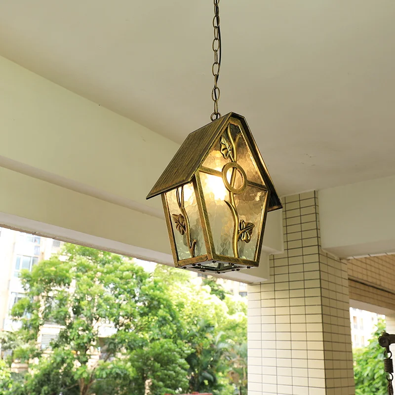 Outdoor retro Rustic Metal loft Vintage industrial aluminium glass Antique waterproof LED Outdoor Chandelier  Pendant lamp