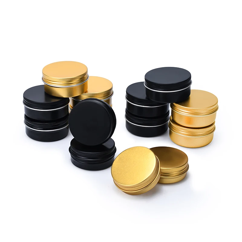 Custom logo round 30ml 50ml salve aluminum tin jars red black silver candle tea jar cosmetic cream metal tins with lids