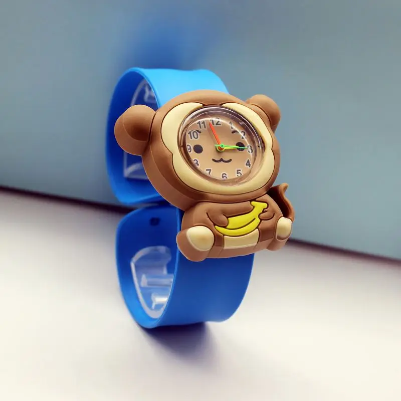 New Design Animal Kids Cute 3D Cartoon Cartoon Silicone Bracelet Quartz Watch Children Toy Watch Slap Cartoon Watch
