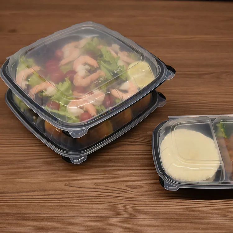 Factory Supply PP Microwavable Anti-fog Double Color Boxes Clamshell Disposable Togo Plastic Lunch Food Container with Hinged Li