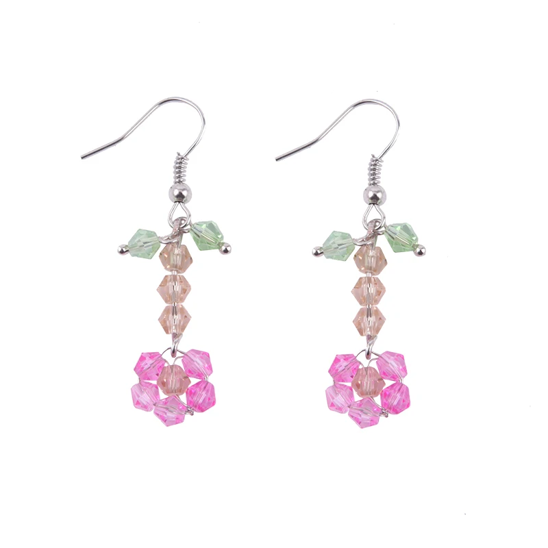 Amazon Best Sale Gold Plating Color Lucency Cute Crystal DIY Flower Help Oneself Children Bead Dangle Earring