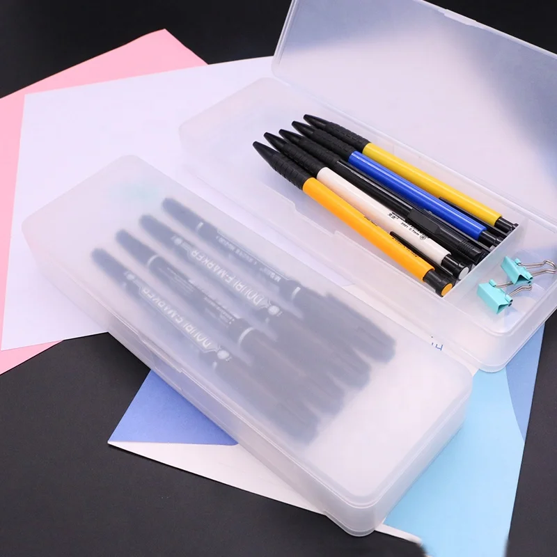 Factory Direct Sale Double-open Design Cases New Plastic Pencil Case Kids Pencil Case Pencil Box Transparent 3 Pack 1000