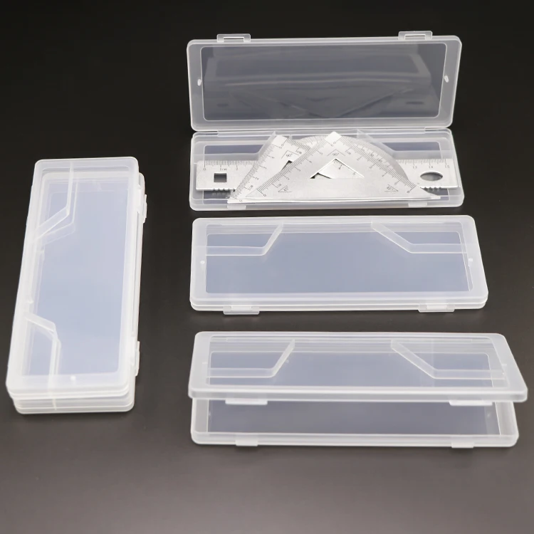 4pcs Geometry Box Plastic Math Stationery Storage Case Mathematical Set Plastic Ruler Geometry Ruler Set
