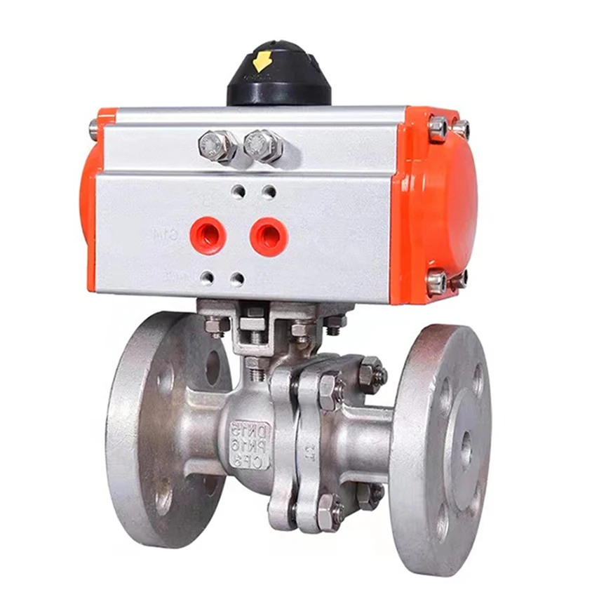 JTAIV Customized SS304 Flange Ball Valve Single/Double Acting 2 Way manufacturing pneumatic actuator 2PC Flange Ball Valve