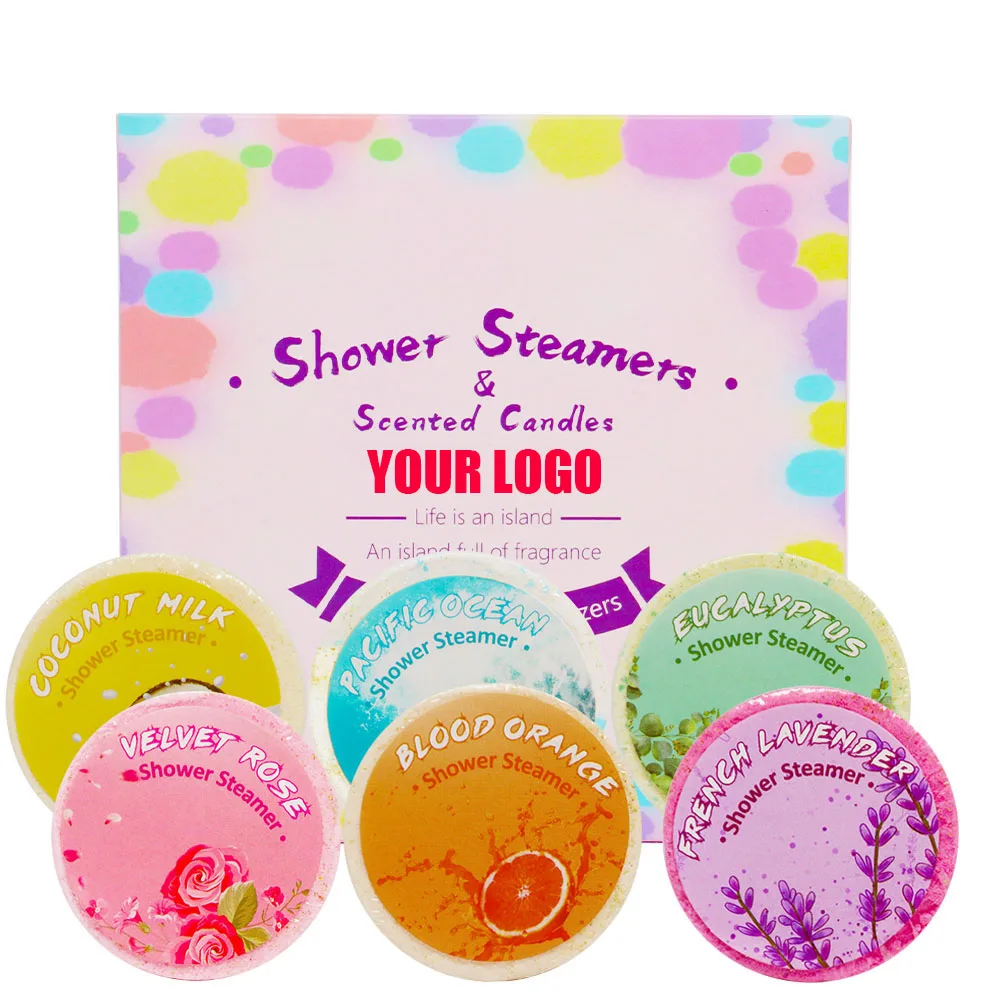 Wholesale Custom Organic Vegan Relaxing Essential Oil 100% Natural Aromatherapy Shower Steamer with Scented candle