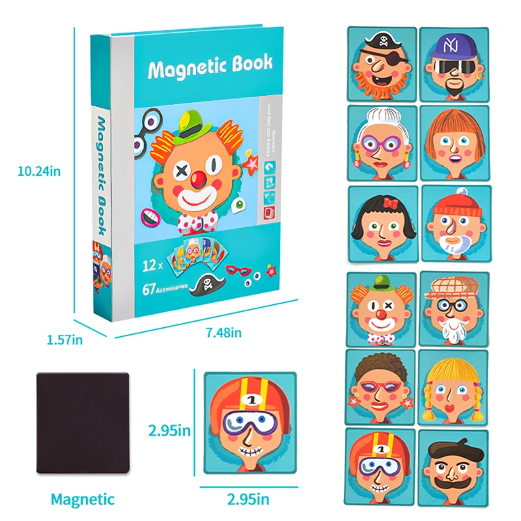 Early Montessori Children Magnetic Puzzle Toy 3D Dressup Magnet Book Kids Educational Toys