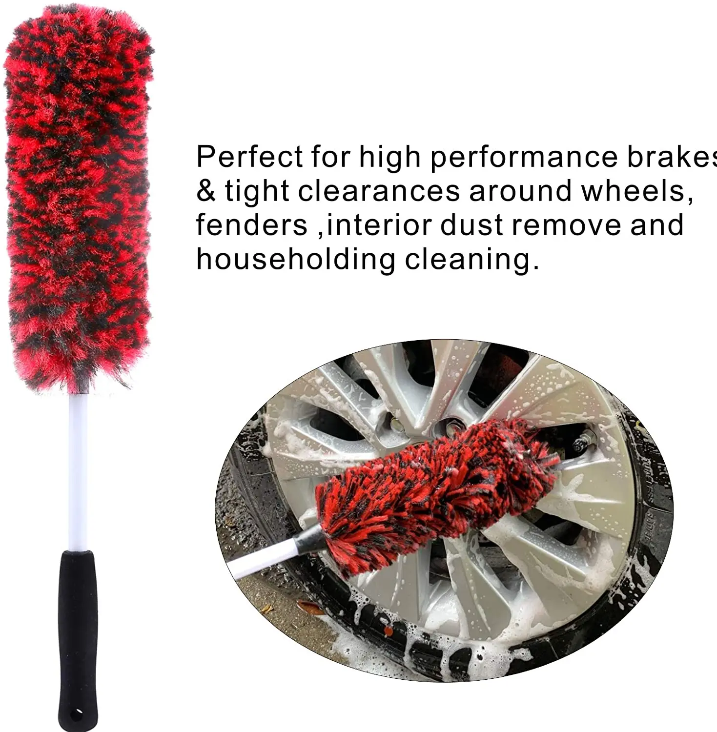 BrushDepot Metal Free Synthetic Wool Wheel Brush,Car Duster Brush Tire Brush for complete safe cleaning