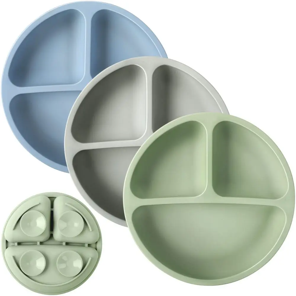Suction Plates for Babies 100% Silicone Plates Stay Put with Suction Feature Divided Design Silicone baby plates