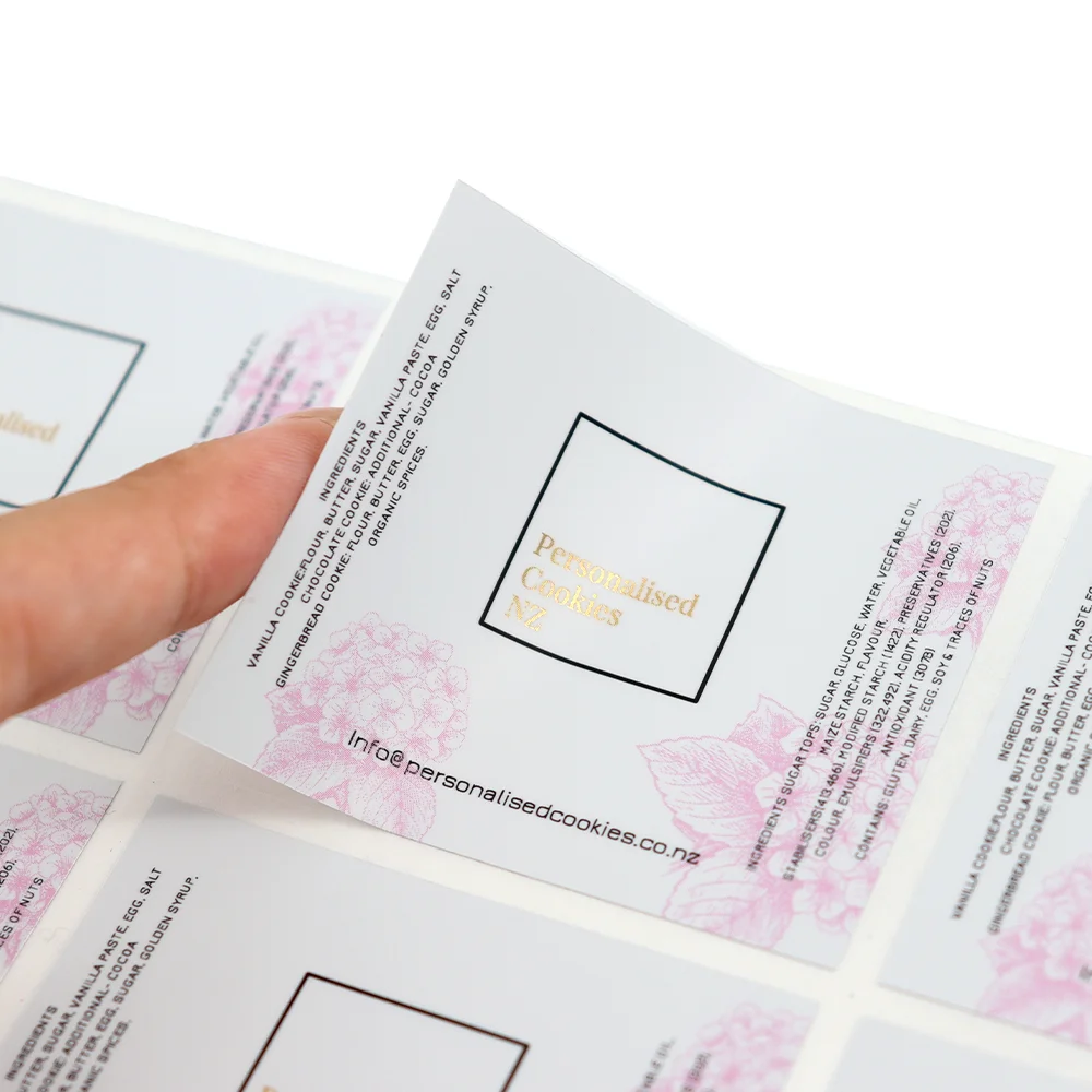 Пользовательские наклейки печать золотой фольги стемпировочная виниловая клейкая этикетка Золотые этикетки для упаковки