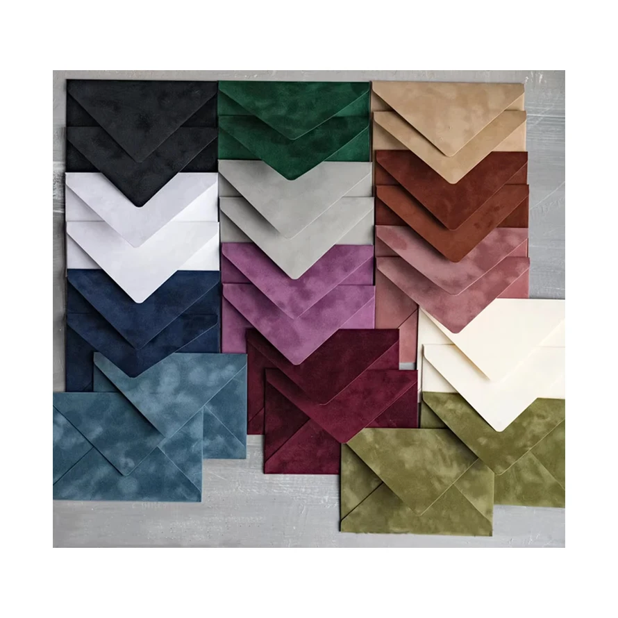 Custom Handmade Colors luxury Elegant Velvet Envelopes for Invitations wedding party greeting card