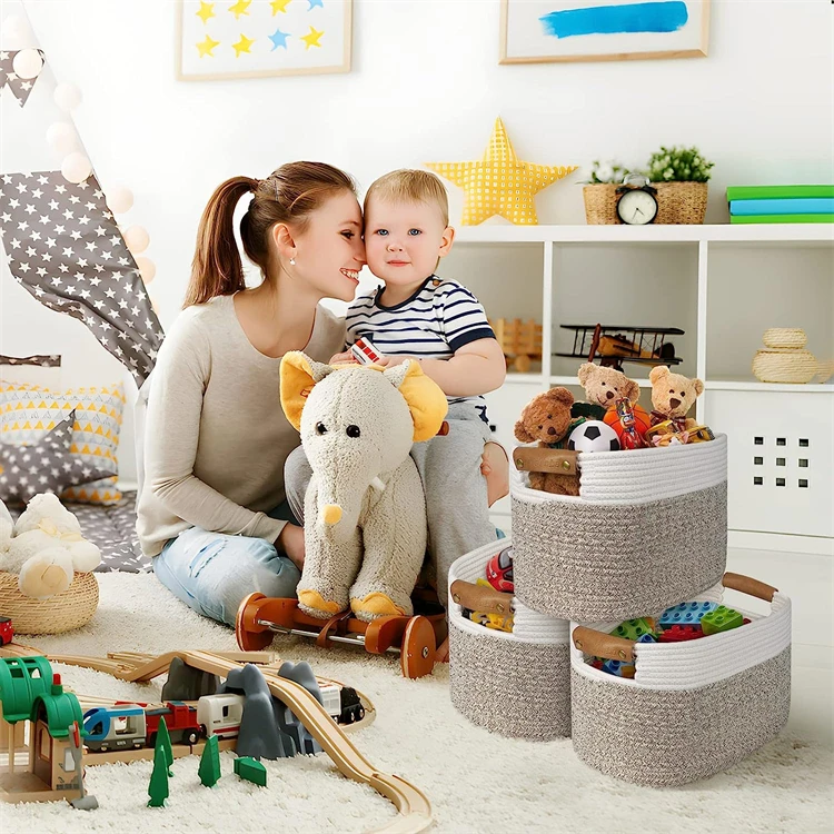 Cotton Rope Baskets Rope Storage Baskets for Organizing Decorative Storage Baskets for Living Room