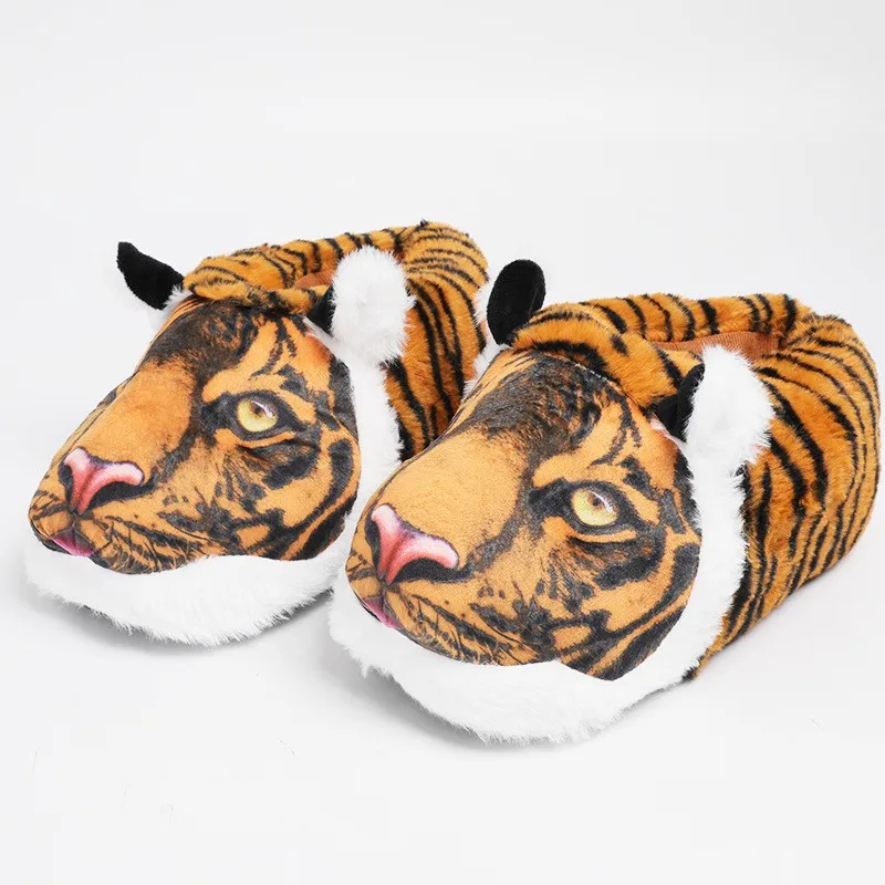 Tiger Slipper New Fashion Cheap cute Animal Plush Slippers fluffy soft Warm Indoor Shoes Women Kids Girls