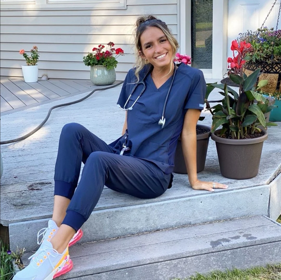 Everyday Expert Scrub Set for Women - V-Neck Scrubs Set with Rib Basic Medical Uniforms Doctor Nurse Scrubs Sets