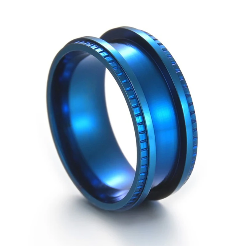 Hot Sale European 316L Titanium Steel Grooved Inlay Ring Multi Colors Core Blank Ring For Men Women
