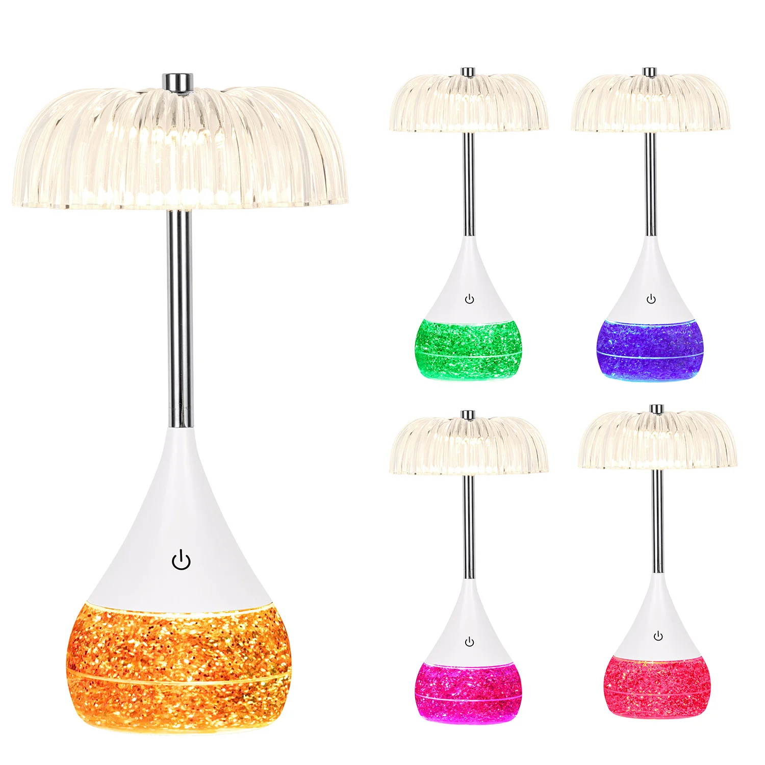 Simplicity Style Night Light RGB Glitter Bottle Eye Protect Transparent rubik Cube Led Desk Lamp with Crystal Shade