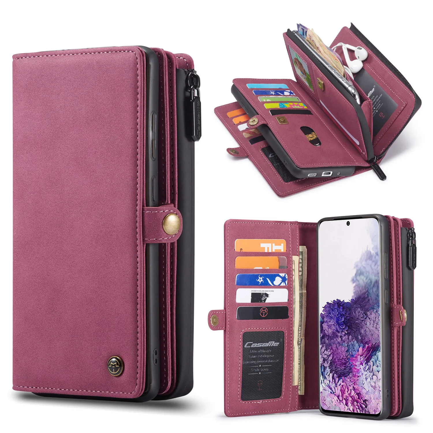 Phone wallet case leather phone case leather wallet floveme business leather wallet phone bag cases