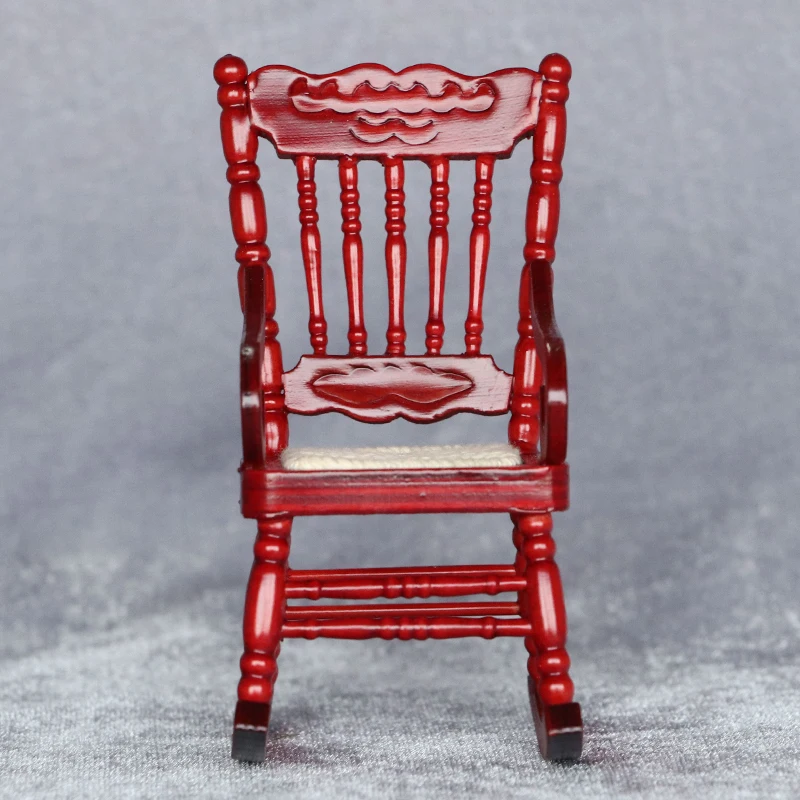 1:12 doll house dollhouse mini furniture model classic rocking chair White/mahogany color