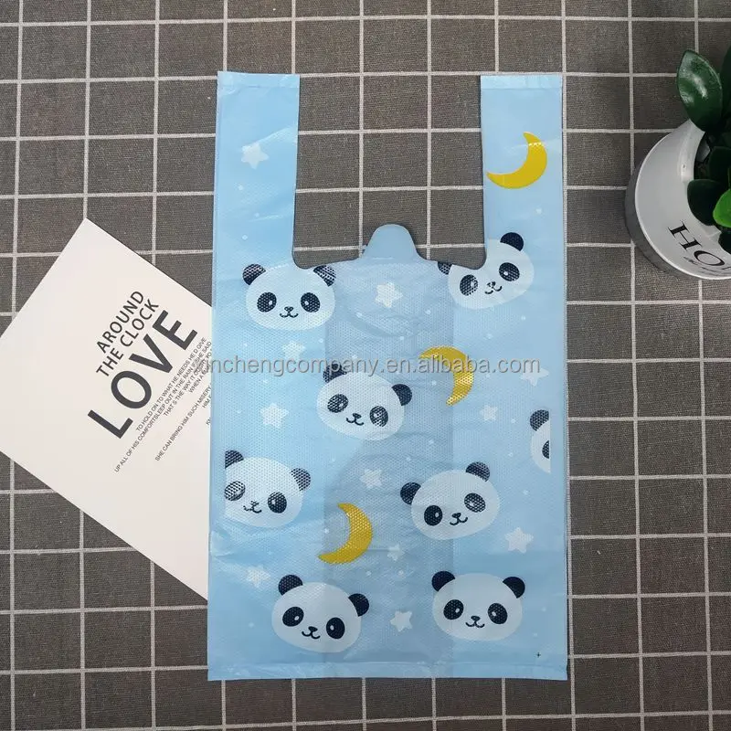 Punch Handle Corn Starch Shoppers Compostable En13432 Supermarket Door Knob Carrier Grocery Biodegradable Plastic Carry Bags