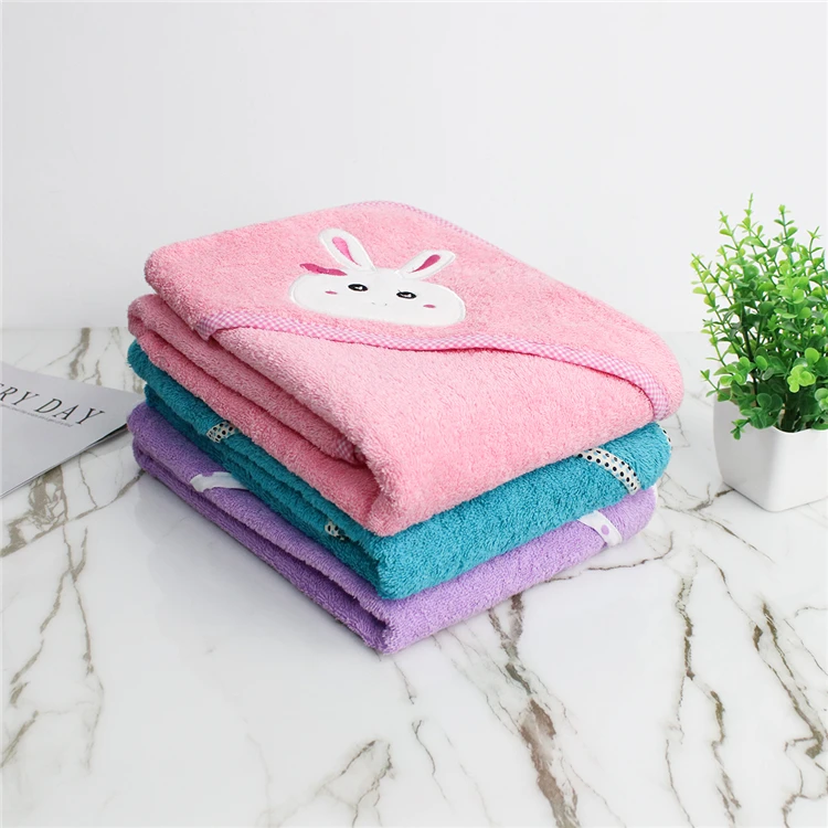 Lovely Cute Animal Embroidered Hooded Bath Shower Swim Beach Towel For Kids Babys Hooded Towel