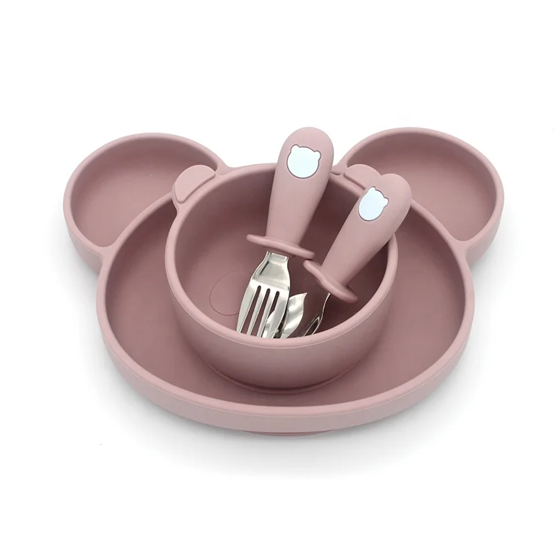 OEM/ODM BPA-Free Food Grade Baby Plate Suction Silicone Commercial Restaurant Use Silica Gel Baby Feeding Supply Azon Shopee