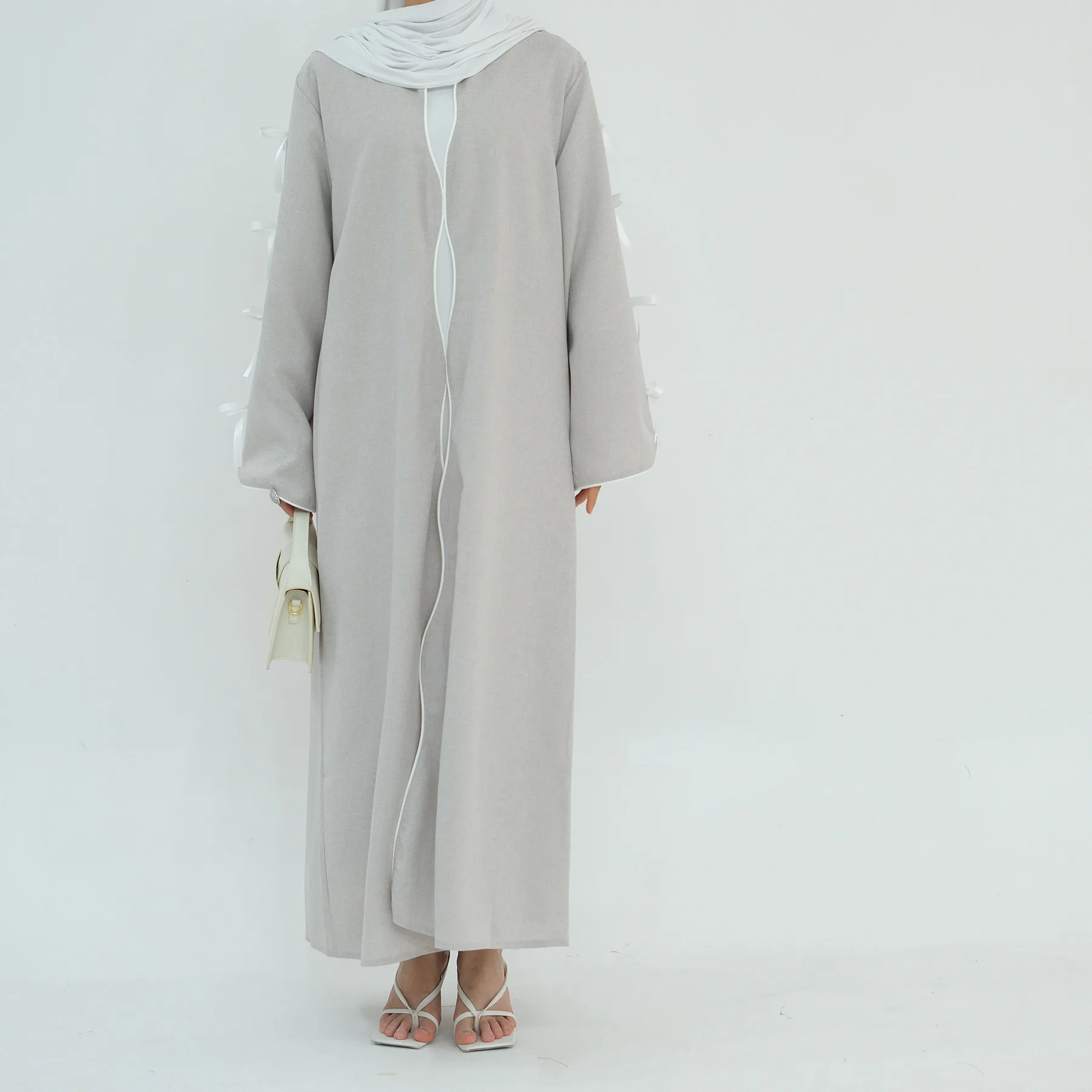 Производитель Yibaoli 3 вида цветов eid abaya dubai мусульманское Модное Новое платье с открытым бантом