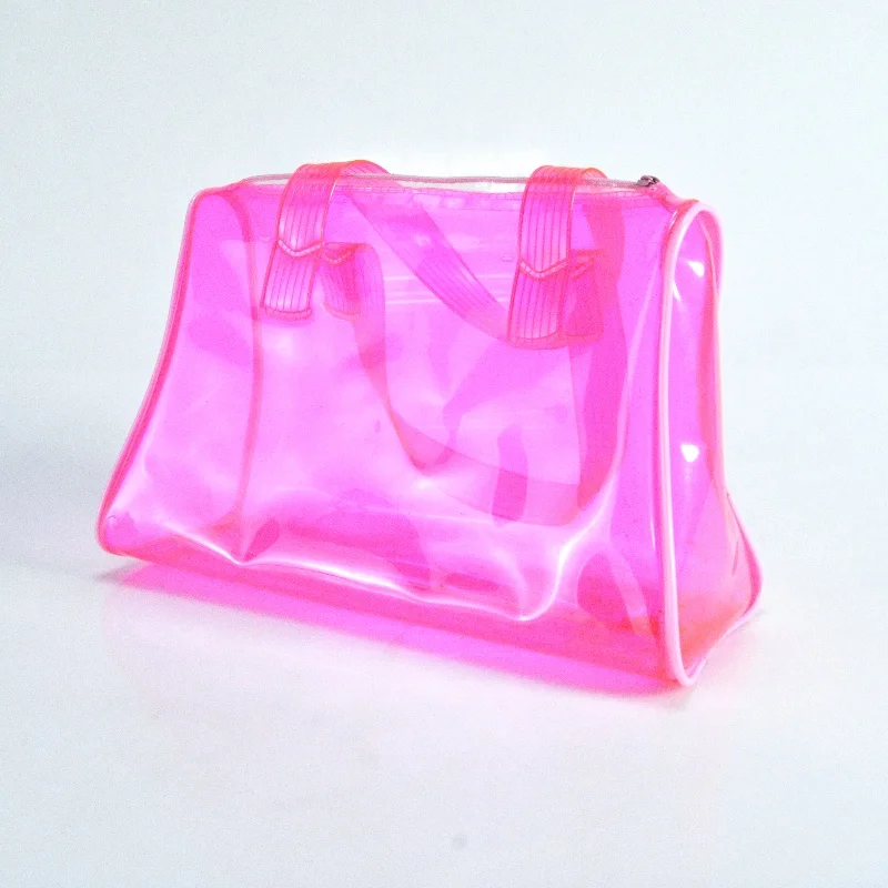 Wholesale Reusable Waterproof Pvc Clear Plastic 2 Handles Travel Zipper Handbags Plastic Christmas Gift Bags Shoulder Bags
