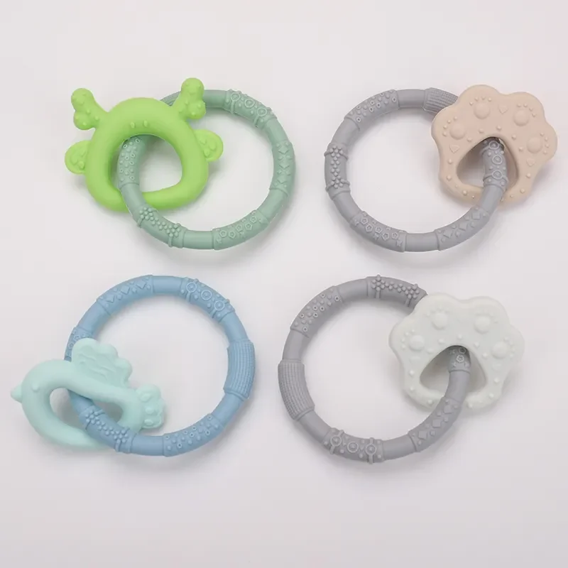 JWX Ready to ship Eco-friendly Unbreakable Non-toxic Funny Toddler Sensory Soft silicone BPA Free baby teether