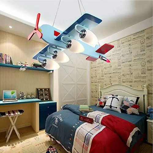 Kids Hanging Lighting Pendant Lights Ceiling Fixture Children Cartoons Aircraft Girls Boys LED Lights