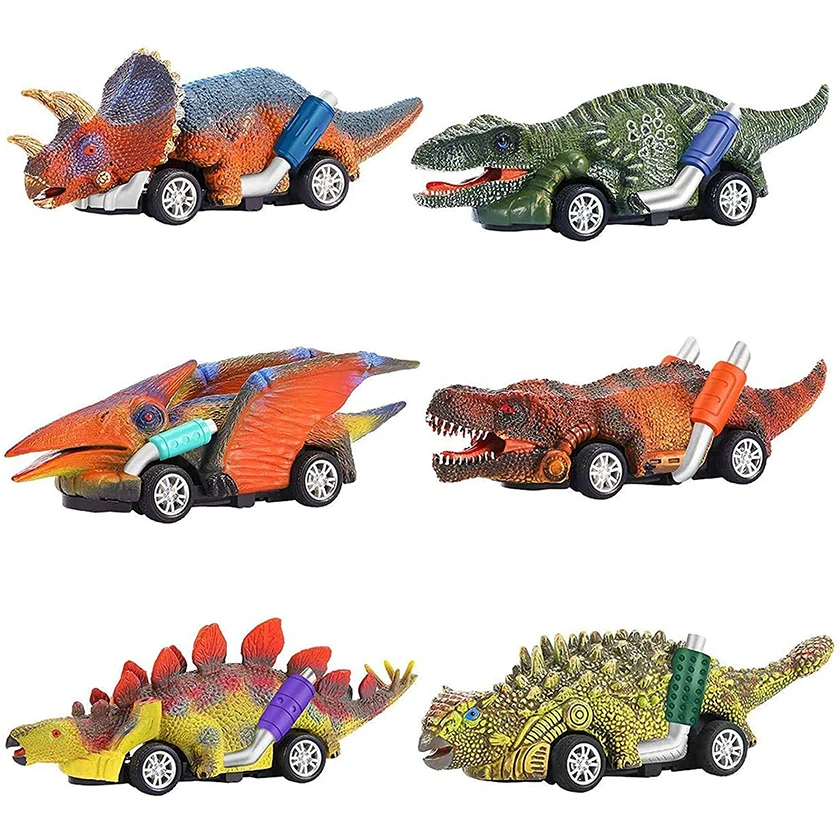  2021 amazon hot sale dinosaur pull back car 6pcs mini animal