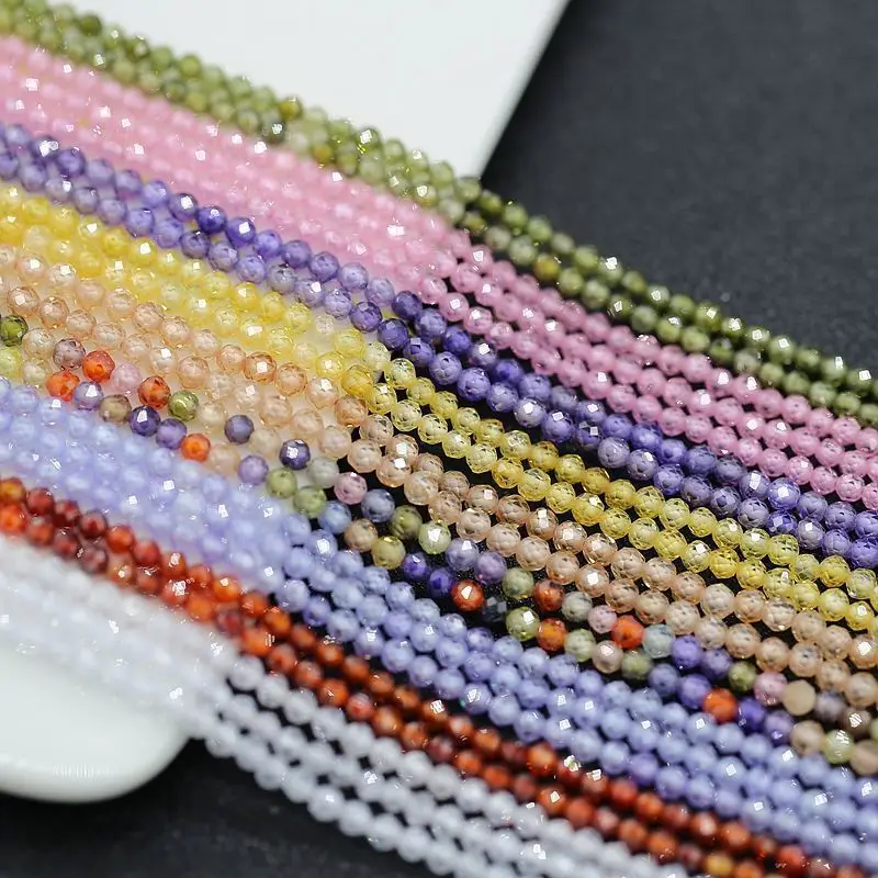 2mm 3mm  Shinning Faceted Zircon Loose Beads Strand Material For DIY Making Jewelry Bracelet Necklace Beads & Accessories