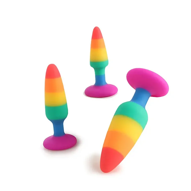 Rainbow Color Anal Plug Medical Grade Liquid Silicone Adult Toy Anal Butt G-spot Stimulation for Men Women