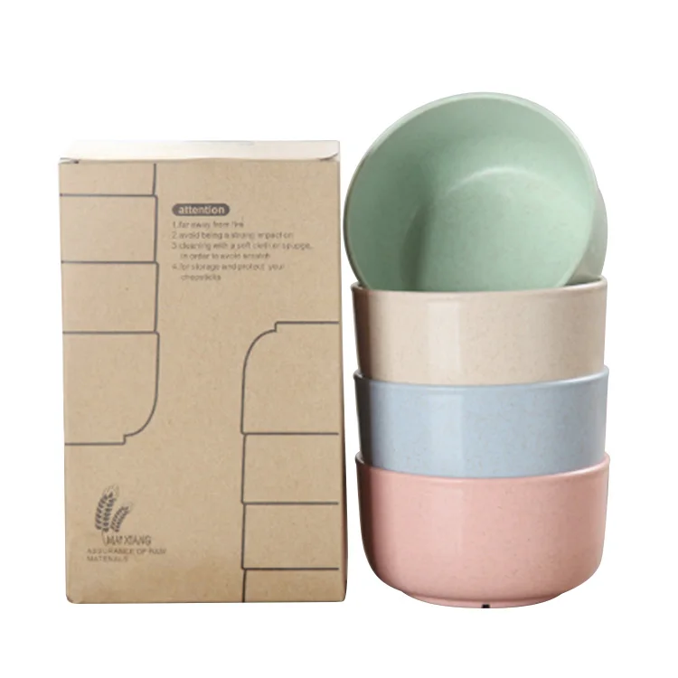 Eco-Friendly Wheat Straw Plastic colorful Fruit Salad Soup Food Noodles Bowls