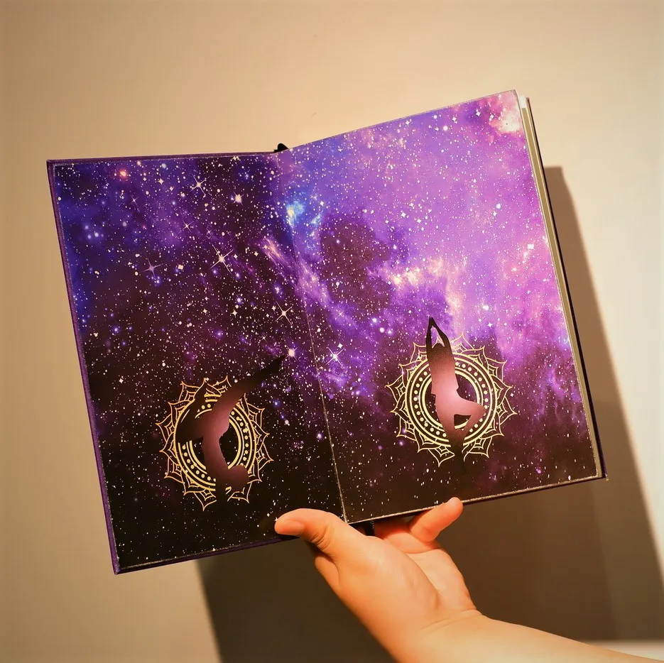 Lurxry Fashion Offoce Gift Purple Shiny Cover New Design Handmade Different Craft Nature Quartz Gemstones Yoga Notebook Journal